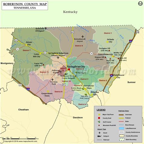 Robertson county map, tn