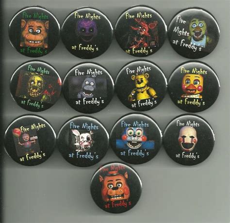 Five Nights At Freddys Fnaf 15 Inch Pins Buttons Badges 13 Piece Set