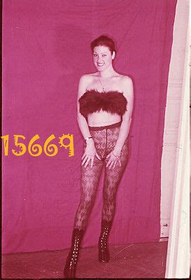 Vintage Slide Sexy Girl Smiling In Nylon Stockings Long Legs S