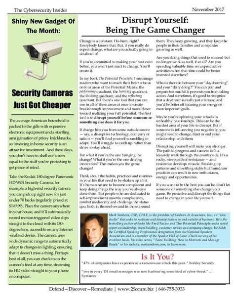 2secure Corp The Cybersecurity Insider November 2017 Printed Newsletter