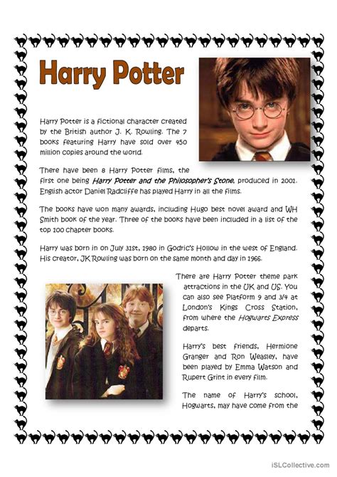 Harry Potter English Esl Worksheets Pdf And Doc