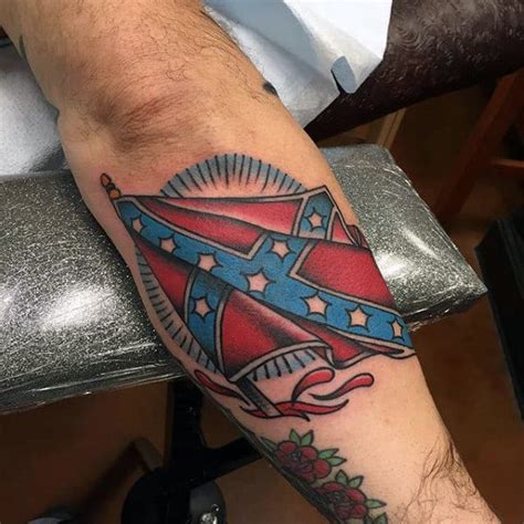 30 Rebel Flag Tattoos For Men American Revelry Design Ideas