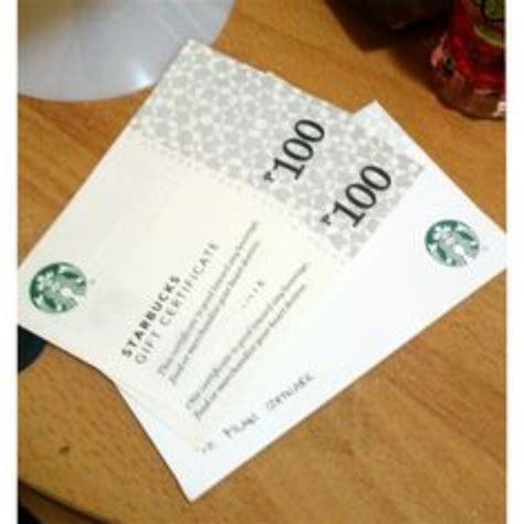 Starbucks Gift Certificate 100 Tickets Vouchers Gift Cards Vouchers