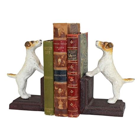 Jack Russell Terrier Dog Cast Iron Sculptural Dog Bookend Pair Dog