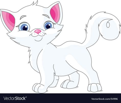Vector Illustration Of Cute White Kitten Download A Free Preview Or