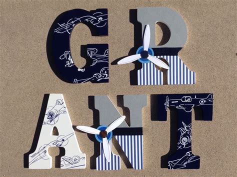 Wooden Airplane Letters Wood Airplane Initials Airplane