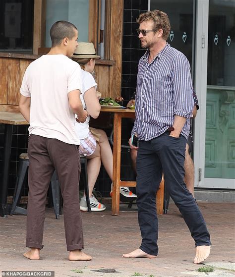 Actor Simon Baker 51 And His Son Claude 21 Go Barefoot In Sydney Daily Mail Online