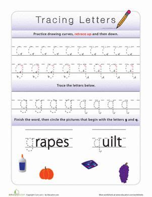 Upper and lower case letters. Tracing Lowercase Letters g,q | Worksheet | Education.com ...