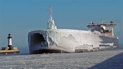 Ice Covered Ship Dining Room Walls Duluth Great Lakes Winter Time Statue Of Liberty Sydney