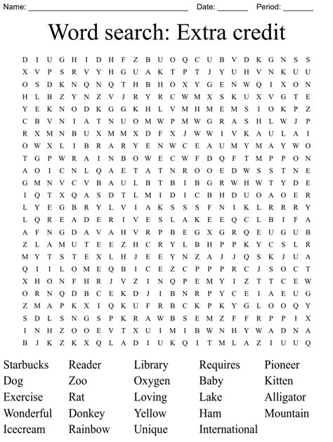 Word Search Extra Credit Wordmint