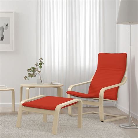 POÄNG Armchair - birch veneer, Knisa orange red/orange - IKEA in 2020