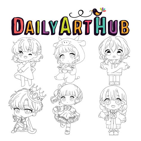 Chibi Anime Outline For Coloring Collection Clip Art Daily Art Hub