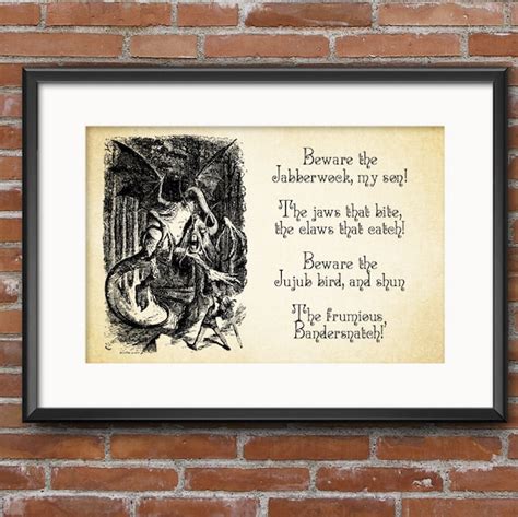 Items Similar To Jabberwocky Poem Beware The Jabberwock My Son