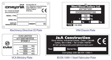 Ce Marking And Rating Plates Manufactured To Order Process