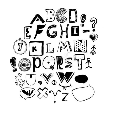 Vector Alphabet Hand Drawn Letters Stock Vector Illustration Of