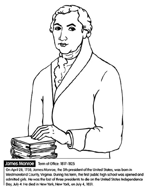 They can also be used with beginning readers. U.S. President James Monroe Coloring Page | crayola.com