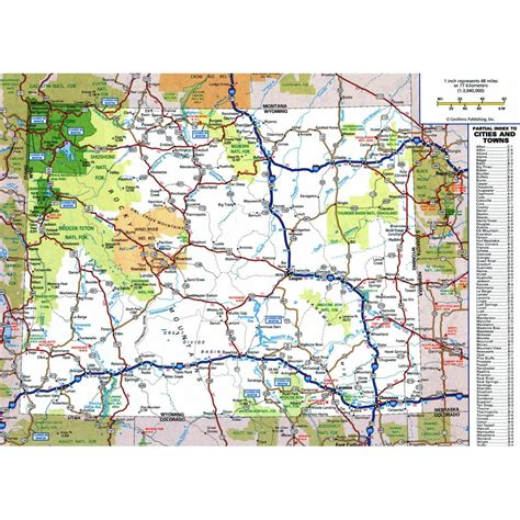 Laminated Map Large Detailed Roads And Highways Map Of Wyoming State