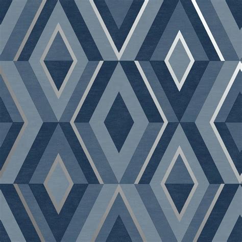 Fine Decor Shard Geo Blue Silver Wallpaper Fd42608 Geometric Diamond
