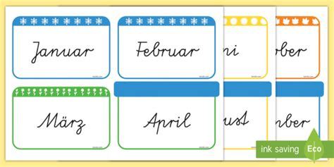 Months Of The Year Flashcards German Teacher Made
