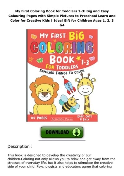 Downloadpdf My First Coloring Book For Toddlers 1 3 Big And Easy