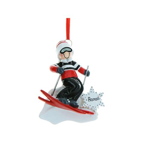 Personalized Ski Action Boy Ornament Ski Christmas Ornament Etsy