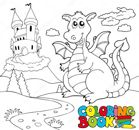 Dragon And Castle Coloring Page