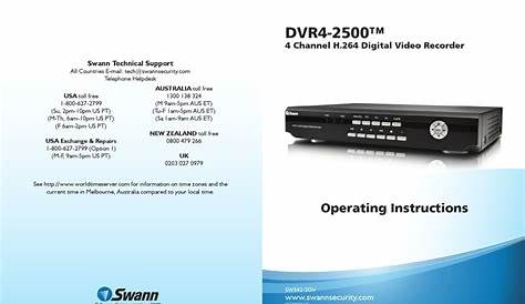 SWANN DVR4-2500 OPERATING INSTRUCTIONS MANUAL Pdf Download | ManualsLib