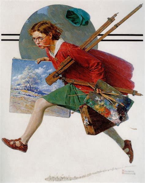 Wet Paint Girl Running With Wet Canvas 1930 By Norman Rockwell