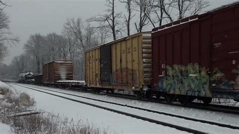 Norfolk Southern Trains In Heavy Snow Winter 2012 Youtube