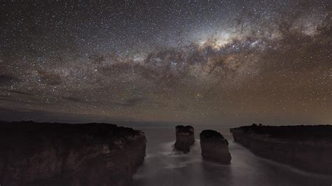 🥇 Milky Way Cliffs Coast Galaxies Long Exposure Wallpaper 94486