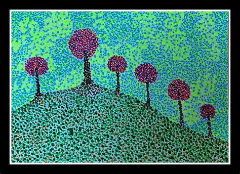 Landscape Pointillism Style Painting On Paper Card Measuri Flickr
