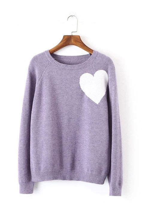 Purple Heart Knitted Sweater Sweaters Clothes Casual Tops
