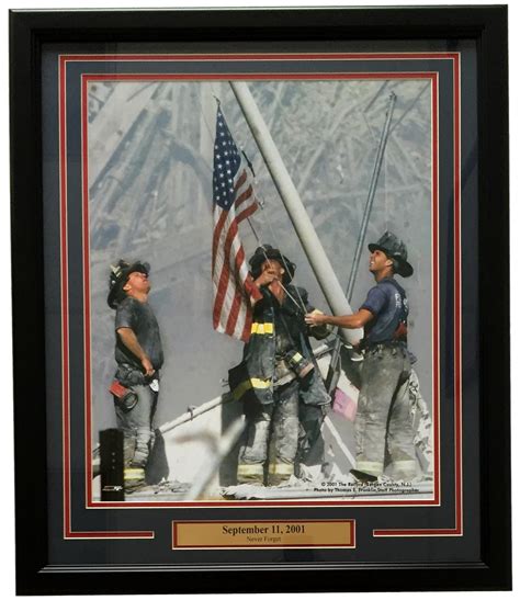 911 Nyfd Raising Flag At Ground Zero Nyc September 11 2001 Framed