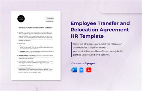 Employee Transfer And Relocation Agreement Hr Template Download In