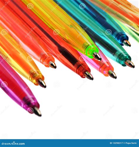 Neon Pens Of Various Colours Stock Image Image Of White Colourful