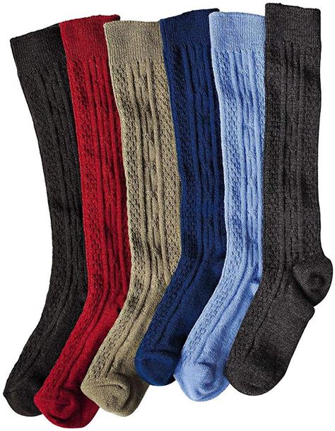 national wide calf cable knit knee socks assorted 6 pk at amazon
