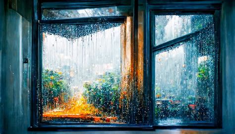 Premium Photo 3d Render Digital Art Painting Of Rainy Window Window