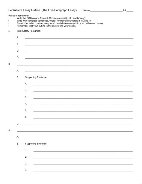 Paragraph Outline Template