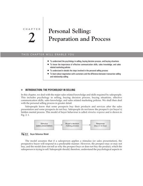 Personal Selling Preparation And Process