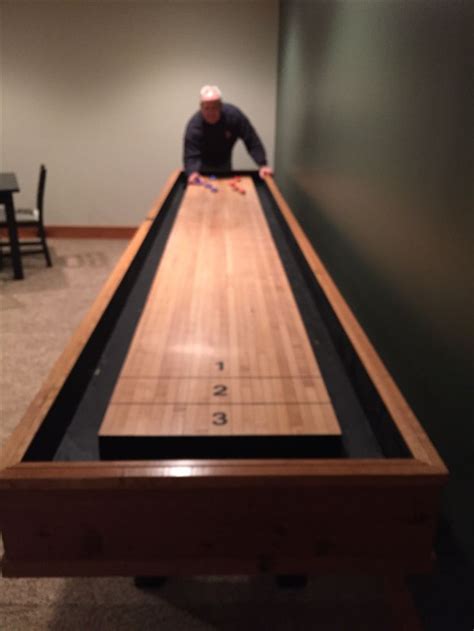 The Builder Finally Gets To Play Shuffleboard Table Wooden Board