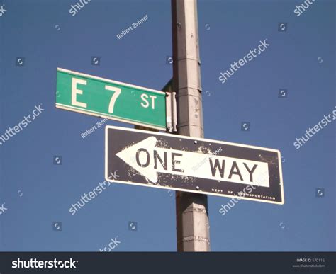 New York City Street Signs One Way And 7th Street Stock Photo 570116