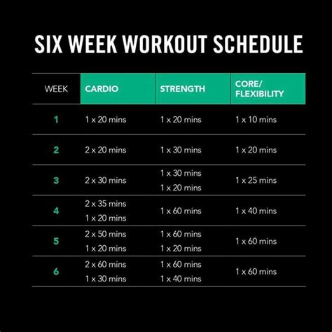 6 Week Workout Schedule Workout Schedule Weekly Workout 6 Week Workout