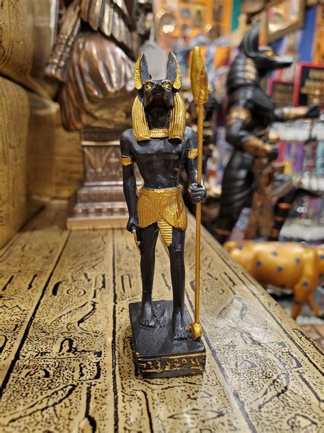 Small Hand Painted Standing Anubis Statue Ancient Egyptian Etsy