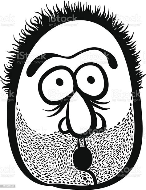Funny Cartoon Face With Stubble Black And White Lines Vector Stock