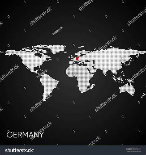 Dotted World Map Marked Germany Stock Vector Royalty Free 1832706511
