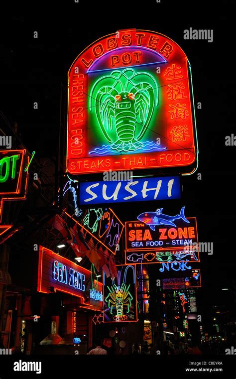 Nightlife Walking Street Pattaya Thailand Asia Neon Lights Stock