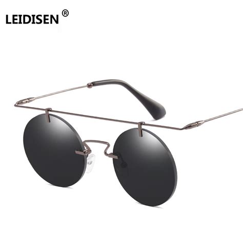Leidisen Rimless Steampunk Sunglasses Fashion Summer Style Vintage Eyewear Uv400 Round Shades
