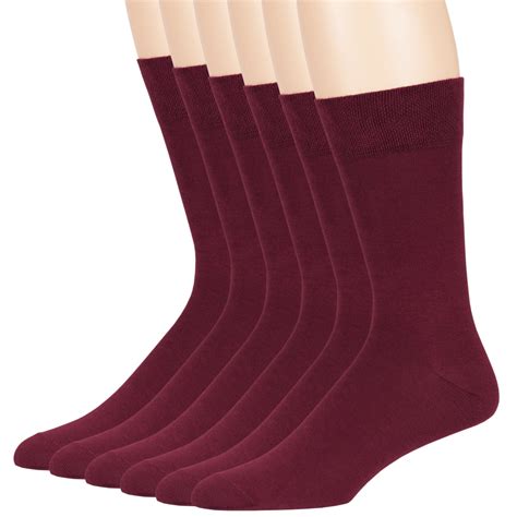 Mens Cotton Dress Anti Itch Soft Socks Burgundy Large 10 13 6 Pack