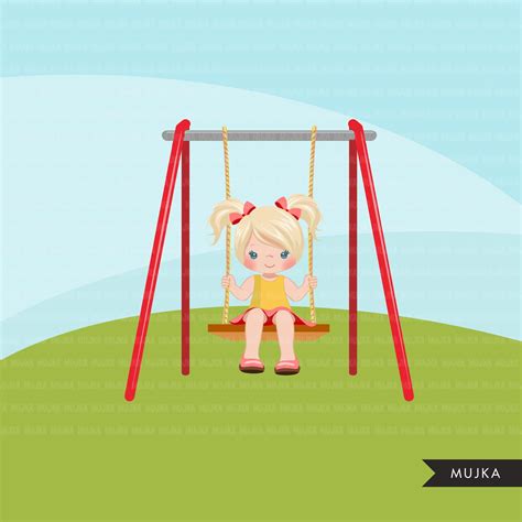 Playground Clipart Girl Swinging Spring Outdoors Park Swing Graphic Mujka Cliparts
