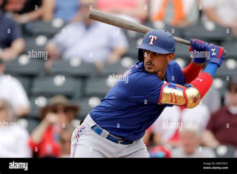Texas Rangers Ronald Guzman Bats During The Second Inning Of A Spring